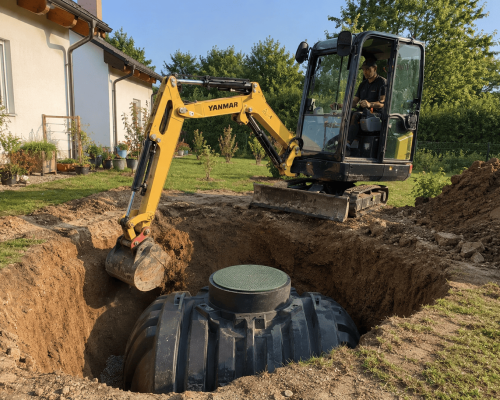 aushub zisterne bagger